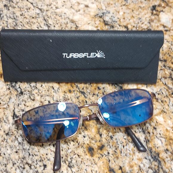 TurboFlex TF368 Glasses Mens Brown Blue FRAMES ONLY Eyeglasses 54mm Eyewear - Picture 2 of 14